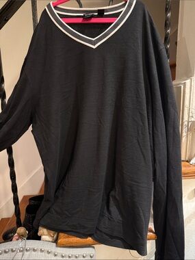 Hugo was Boss Black V-Neck Sweater with White Trim